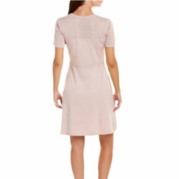 NWT JULIA JORDAN Blush Pink Short Sleeve Scoop Neck Crochet Detail Dress (14) - Picture 9 of 11